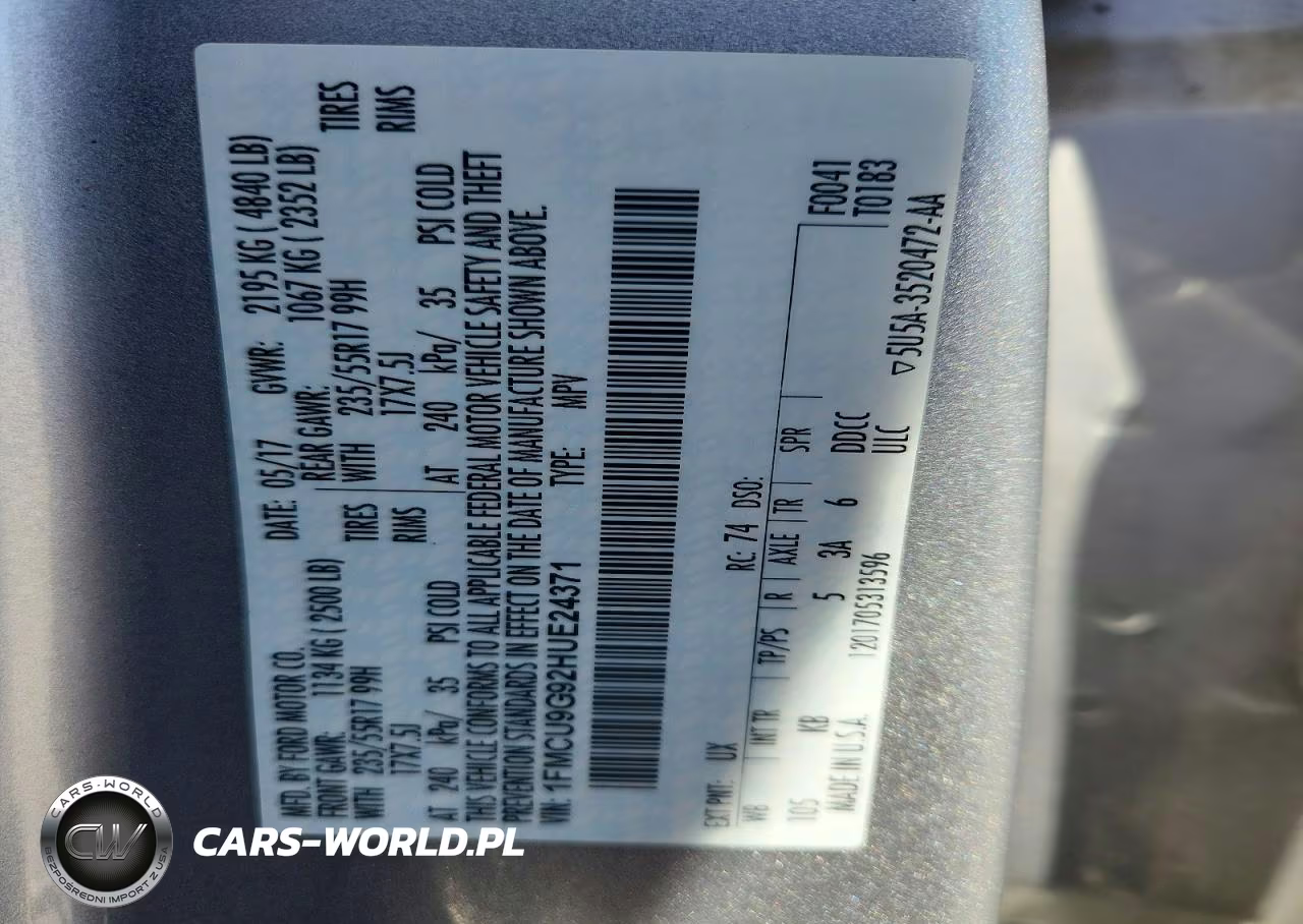 2017 Ford Escape Se VIN:1FMCU9G92HUE24371 - 12