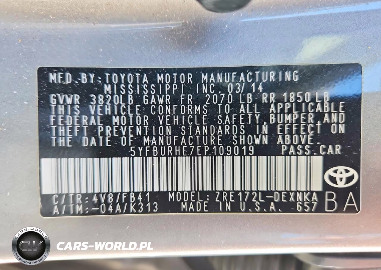 2014 Toyota Corolla Le Plus VIN:5YFBURHE7EP109019 - 13