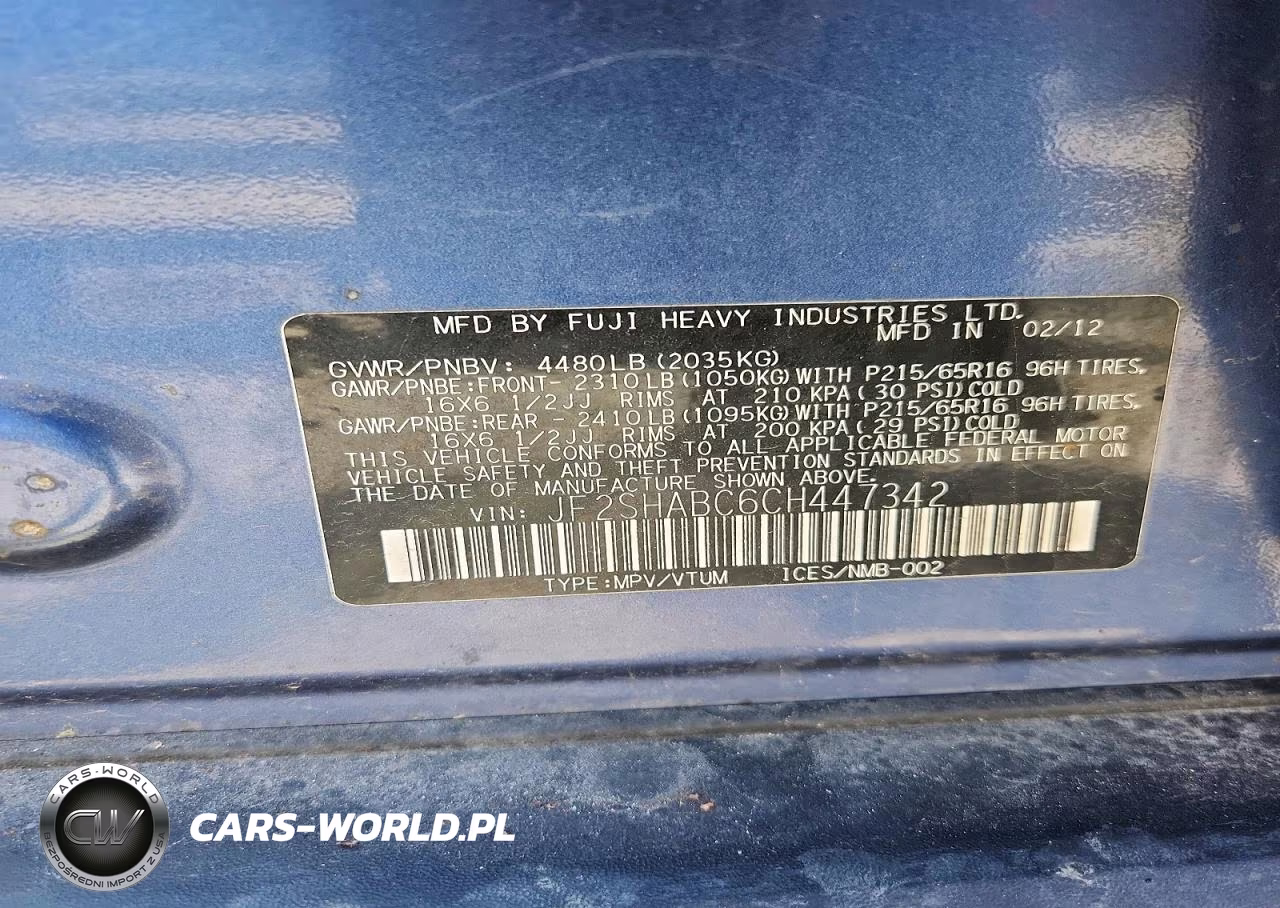 2012 Subaru Forester 2.5X VIN:JF2SHABC6CH447342 - 13