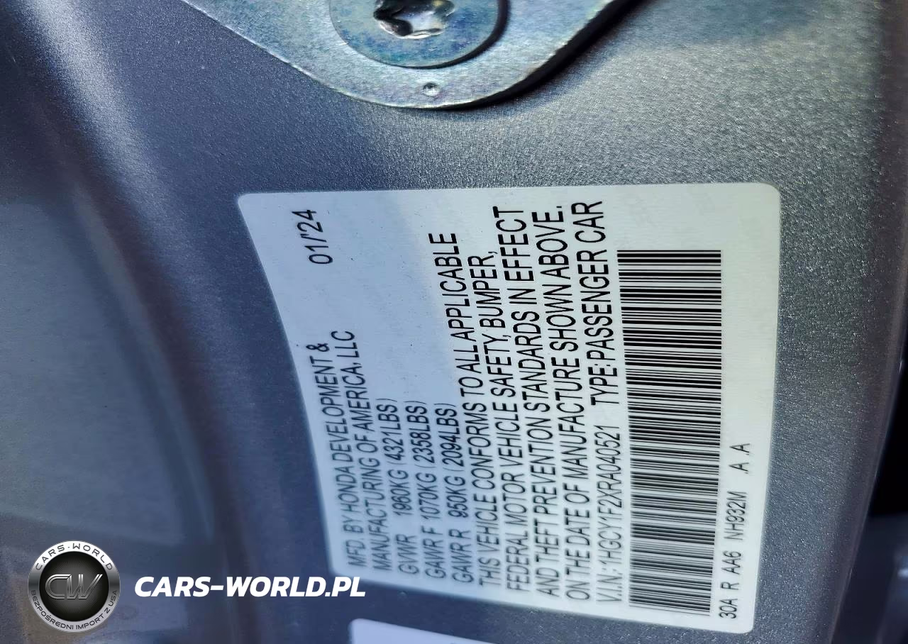 2024 Honda Accord Lx VIN:1HGCY1F2XRA040521 - 12