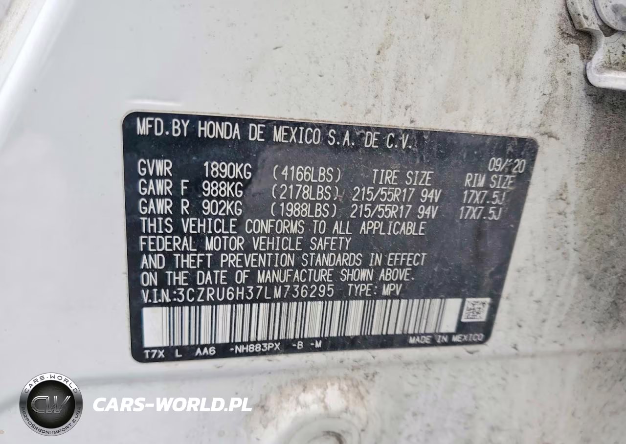 2020 Honda Hr-V Lx VIN:3CZRU6H37LM736295 - 14
