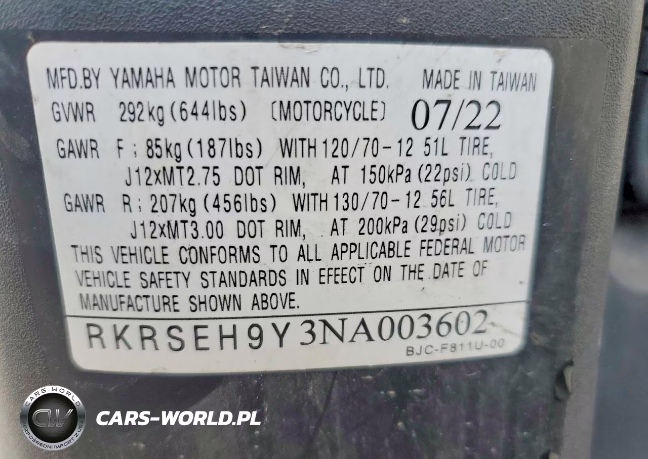2022 Yamaha Yw125 VIN:RKRSEH9Y3NA003602 - 8