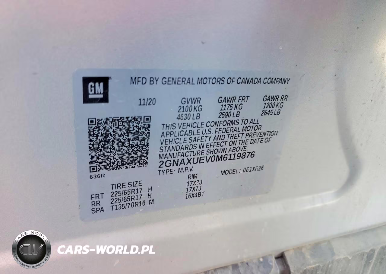 2021 Chevrolet Equinox VIN:2GNAXUEV0M6119876 - 14