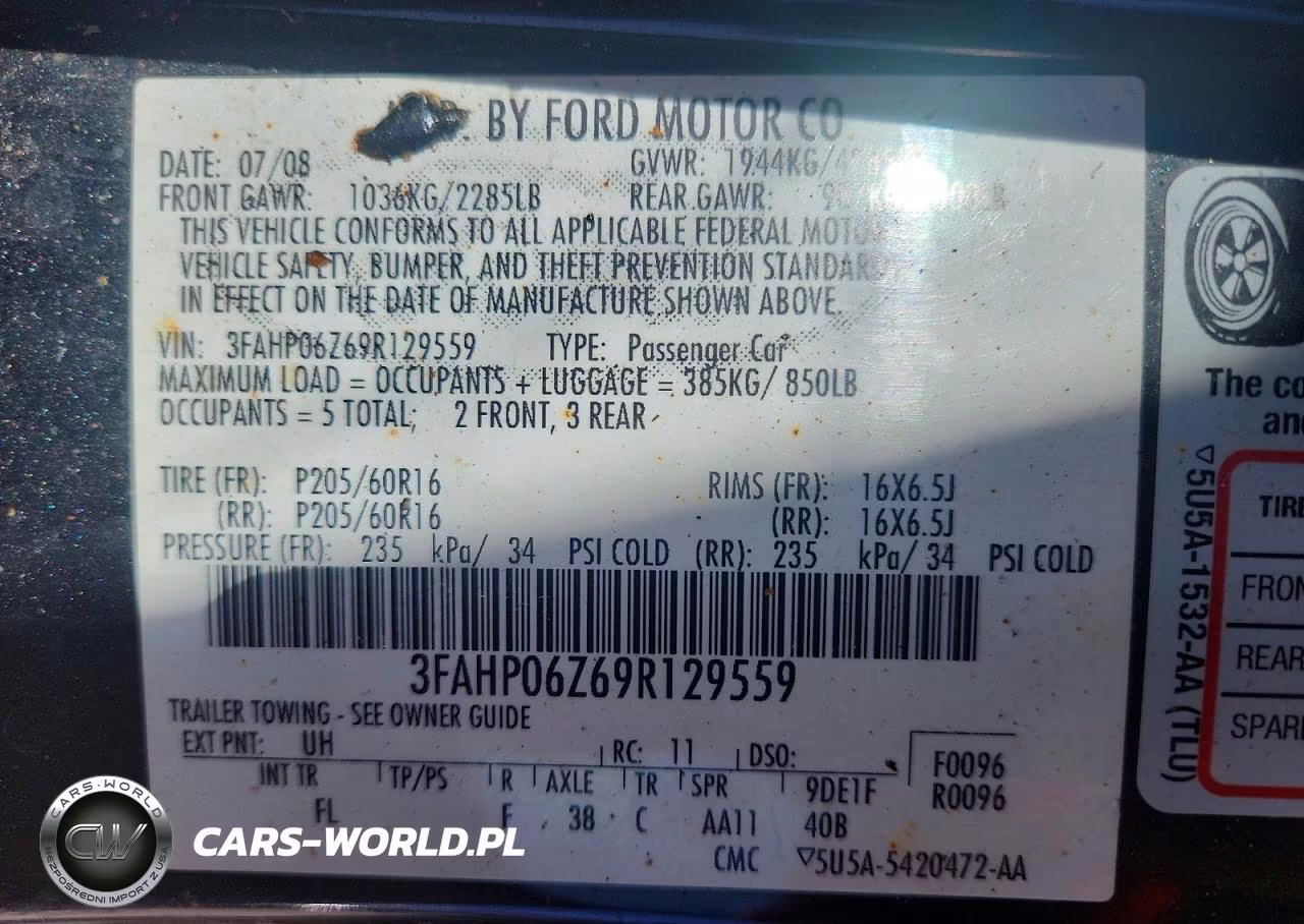 2009 Ford Fusion S VIN:3FAHP06Z69R129559 - 12