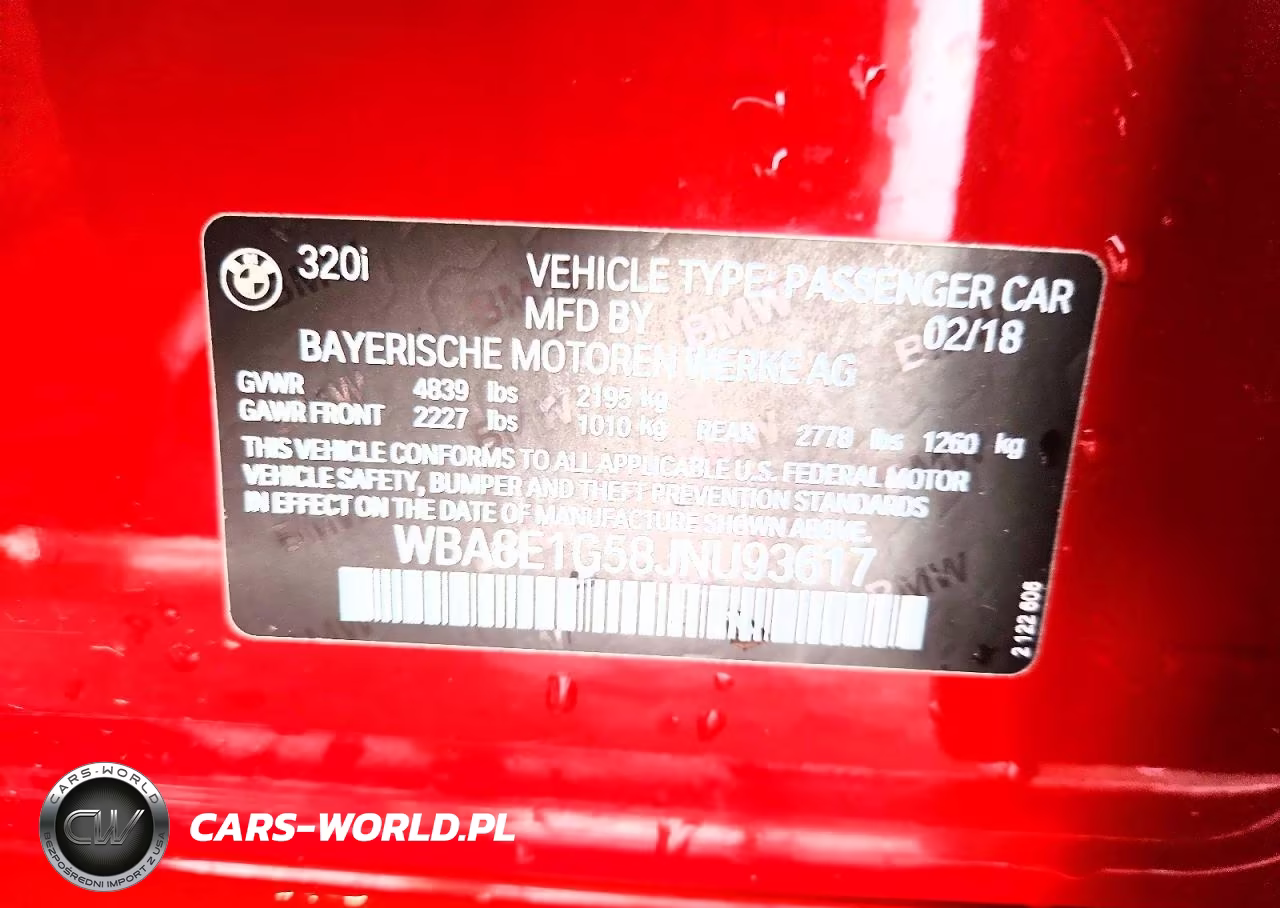 2018 BMW 320 I VIN:WBA8E1G58JNU93617 - 13
