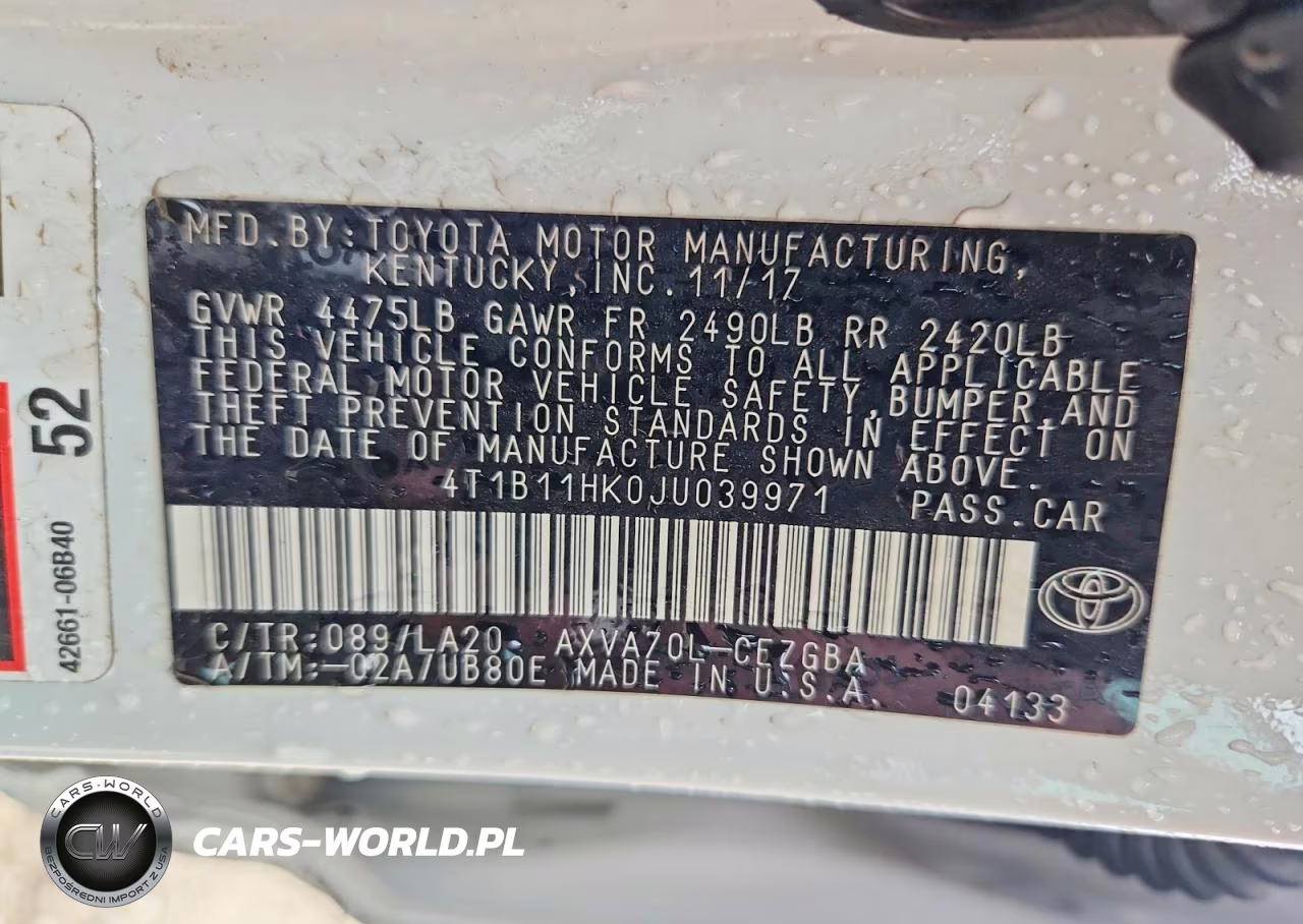 2018 Toyota Camry Xle VIN:4T1B11HK0JU039971 - 13
