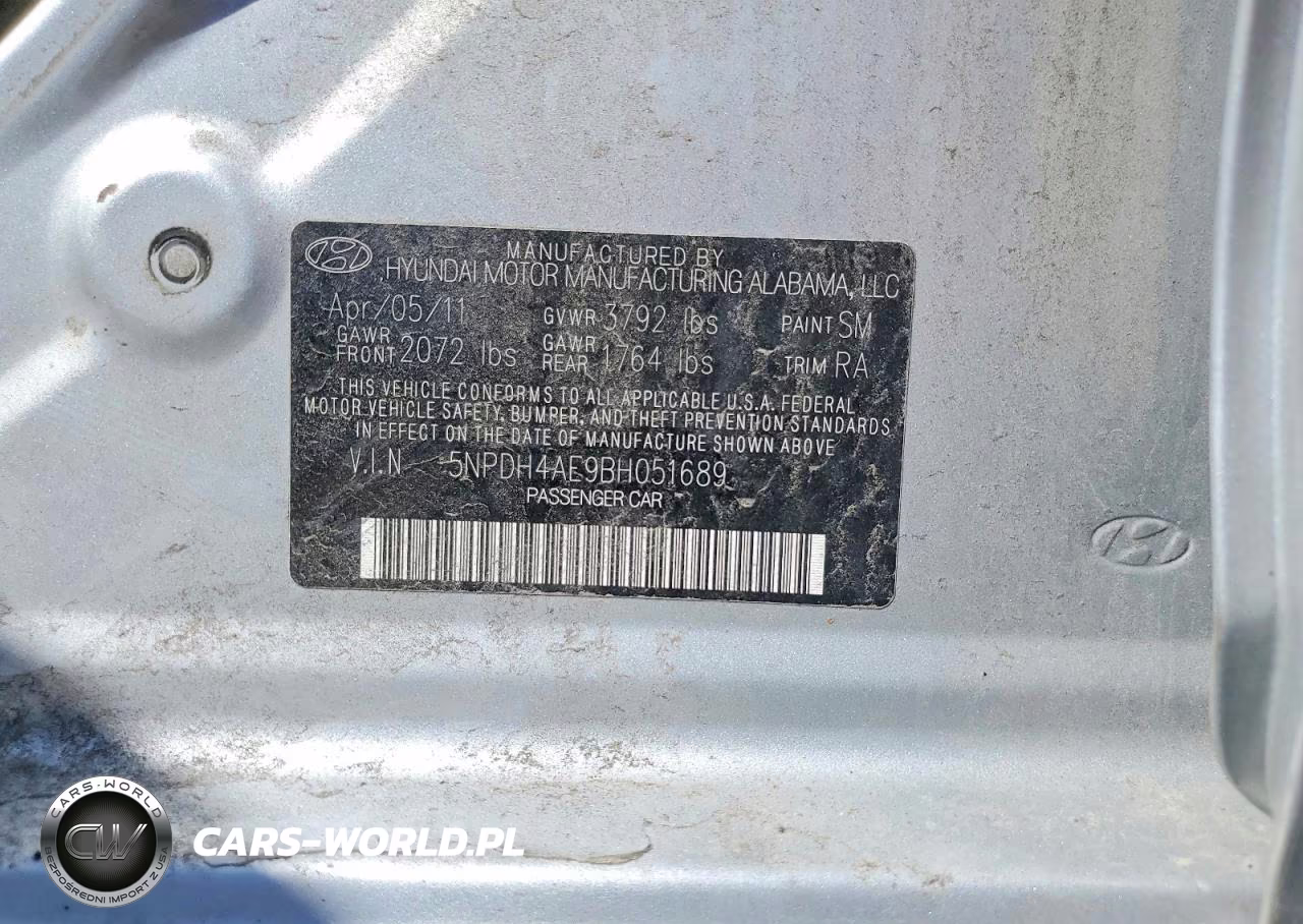 2011 Hyundai Elantra Gls VIN:5NPDH4AE9BH051689 - 13