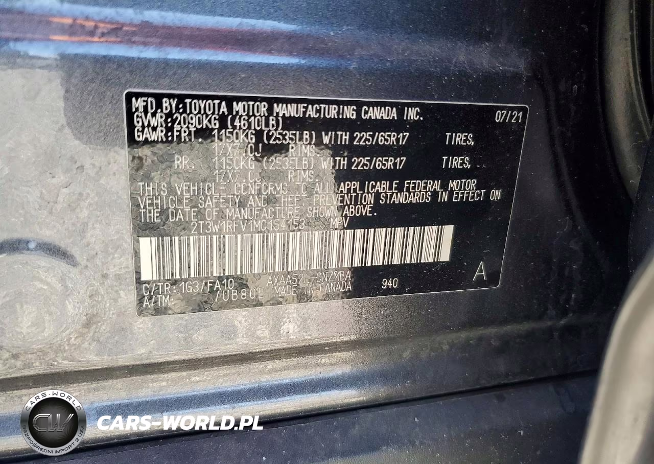 2021 Toyota Rav4 Xle VIN:2T3W1RFV1MC154153 - 12