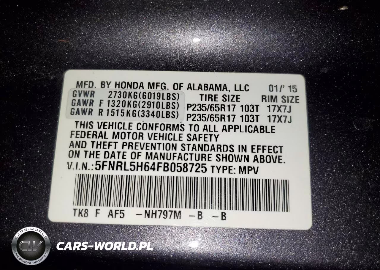 2015 Honda Odyssey Exl VIN:5FNRL5H64FB058725 - 13