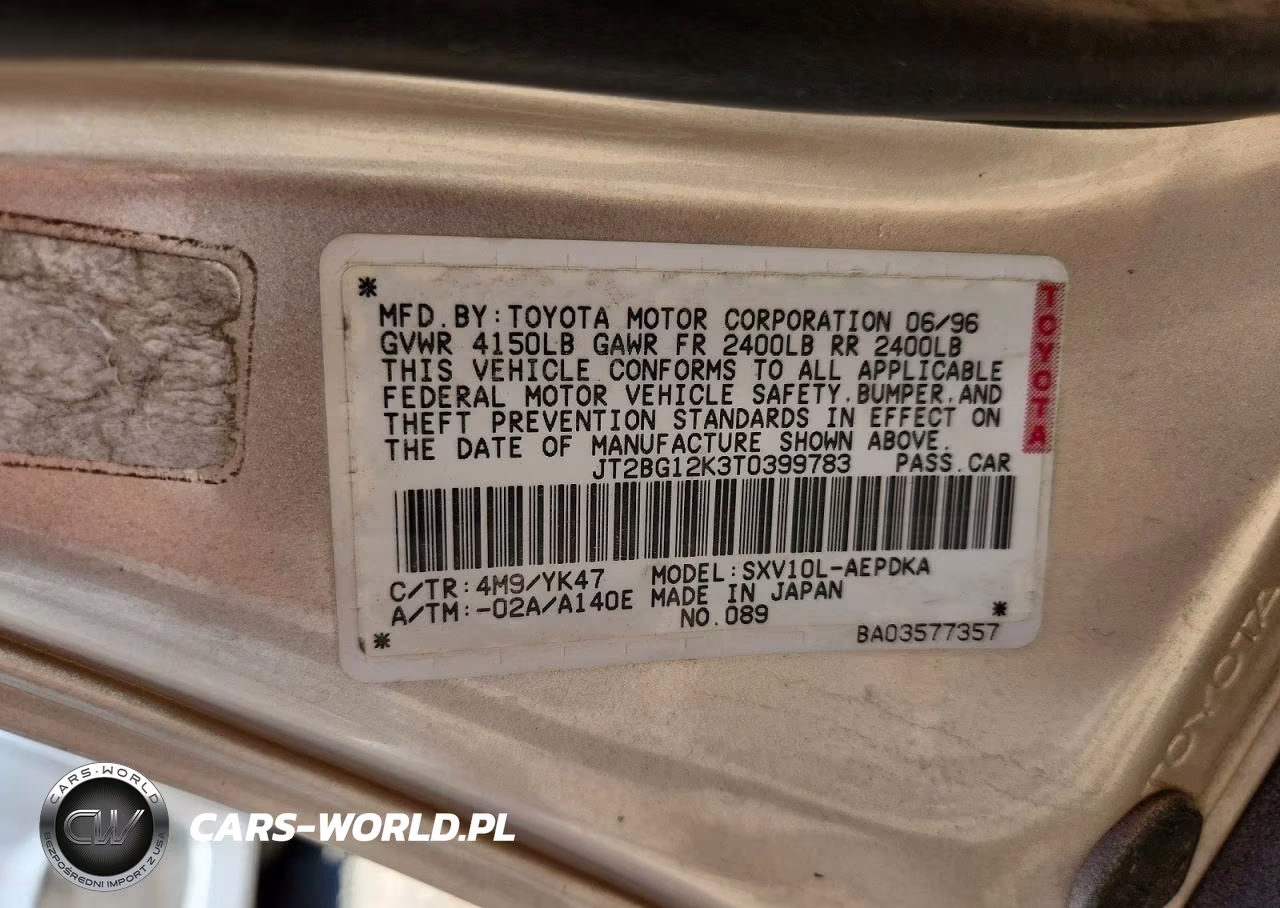 1996 Toyota Camry Dx VIN:JT2BG12K3T0399783 - 13