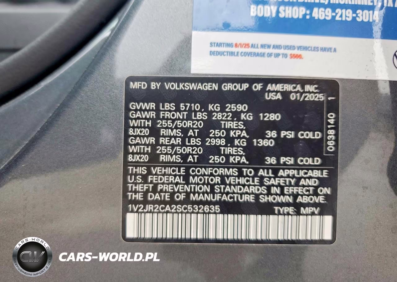 2025 Volkswagen Atlas Se VIN:1V2JR2CA2SC532635 - 12
