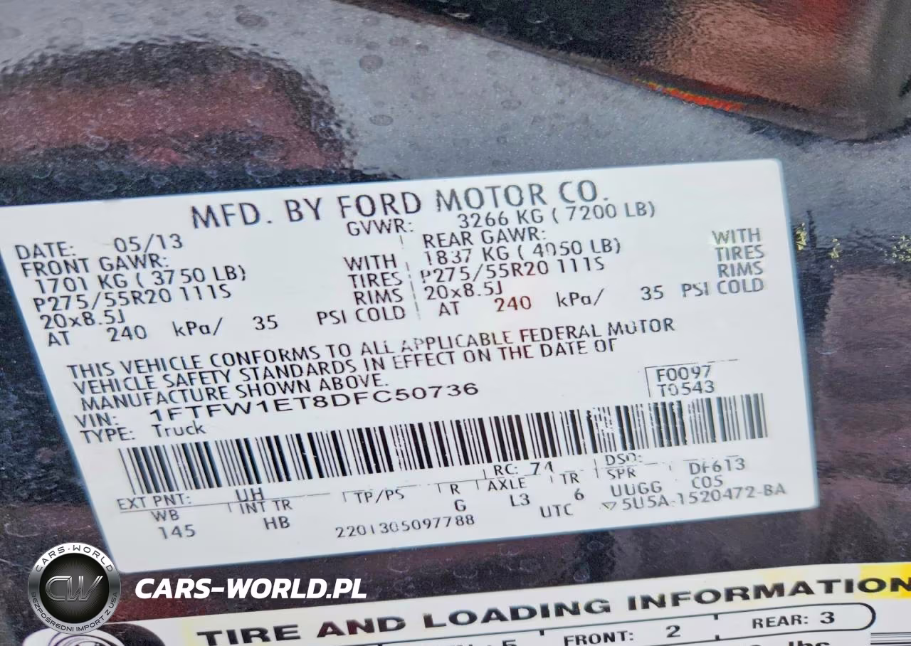 2013 Ford F150 Supercrew VIN:1FTFW1ET8DFC50736 - 13