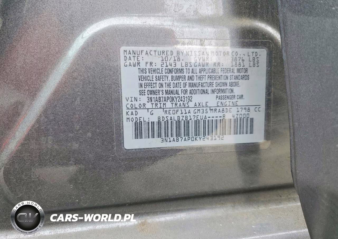 2019 Nissan Sentra S VIN:3N1AB7AP0KY243192 - 12
