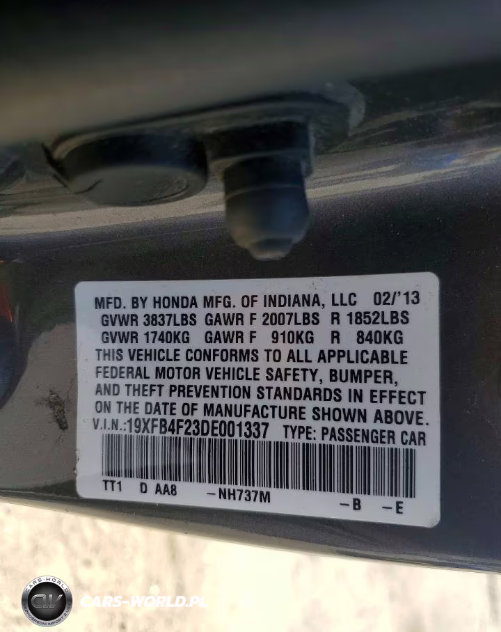 2013 Honda Civic Hybrid VIN:19XFB4F23DE001337 - 12