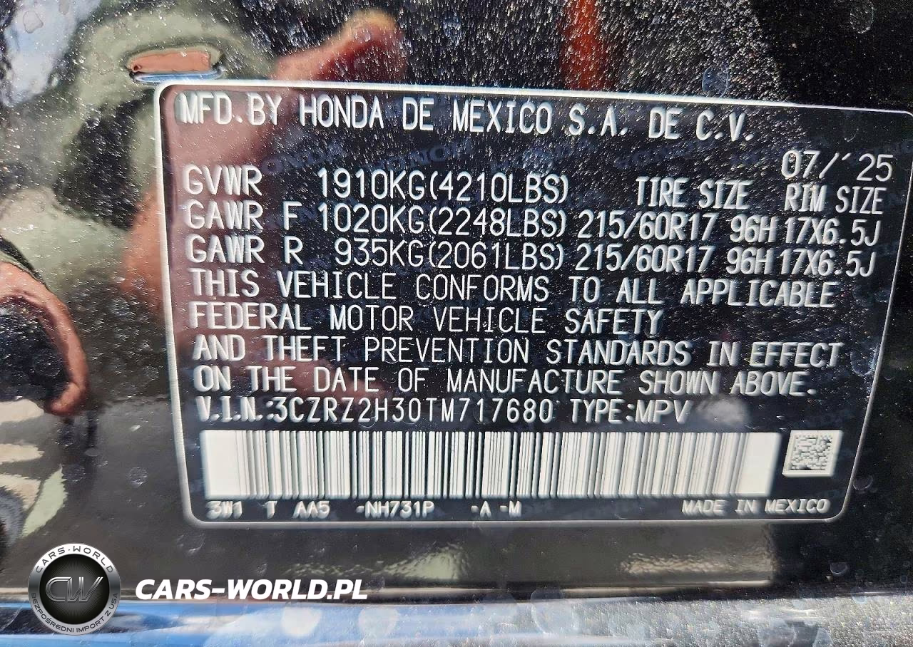 2026 Honda Hr-V Lx VIN:3CZRZ2H30TM717680 - 13