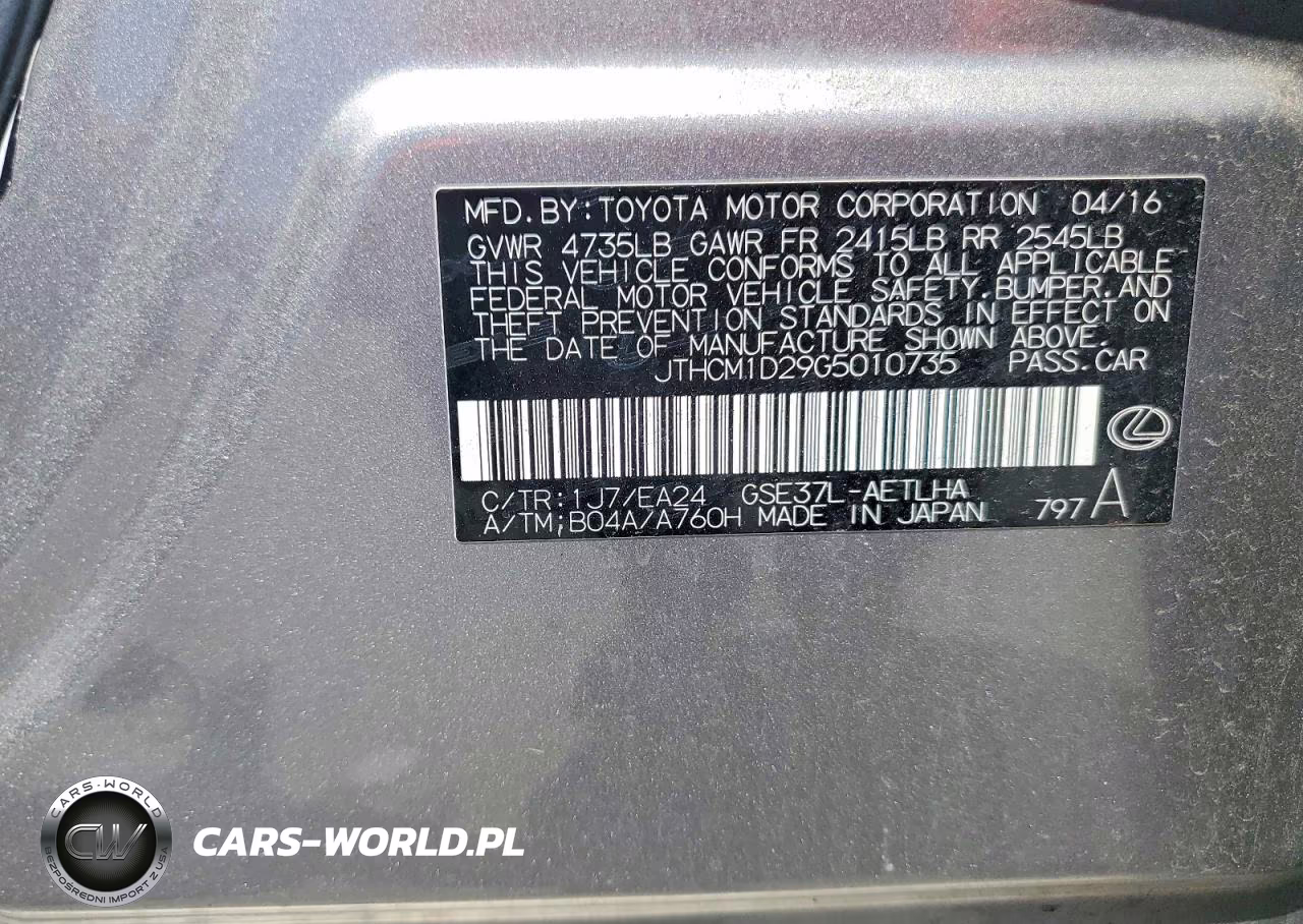 2016 Lexus Is 300 VIN:JTHCM1D29G5010735 - 12