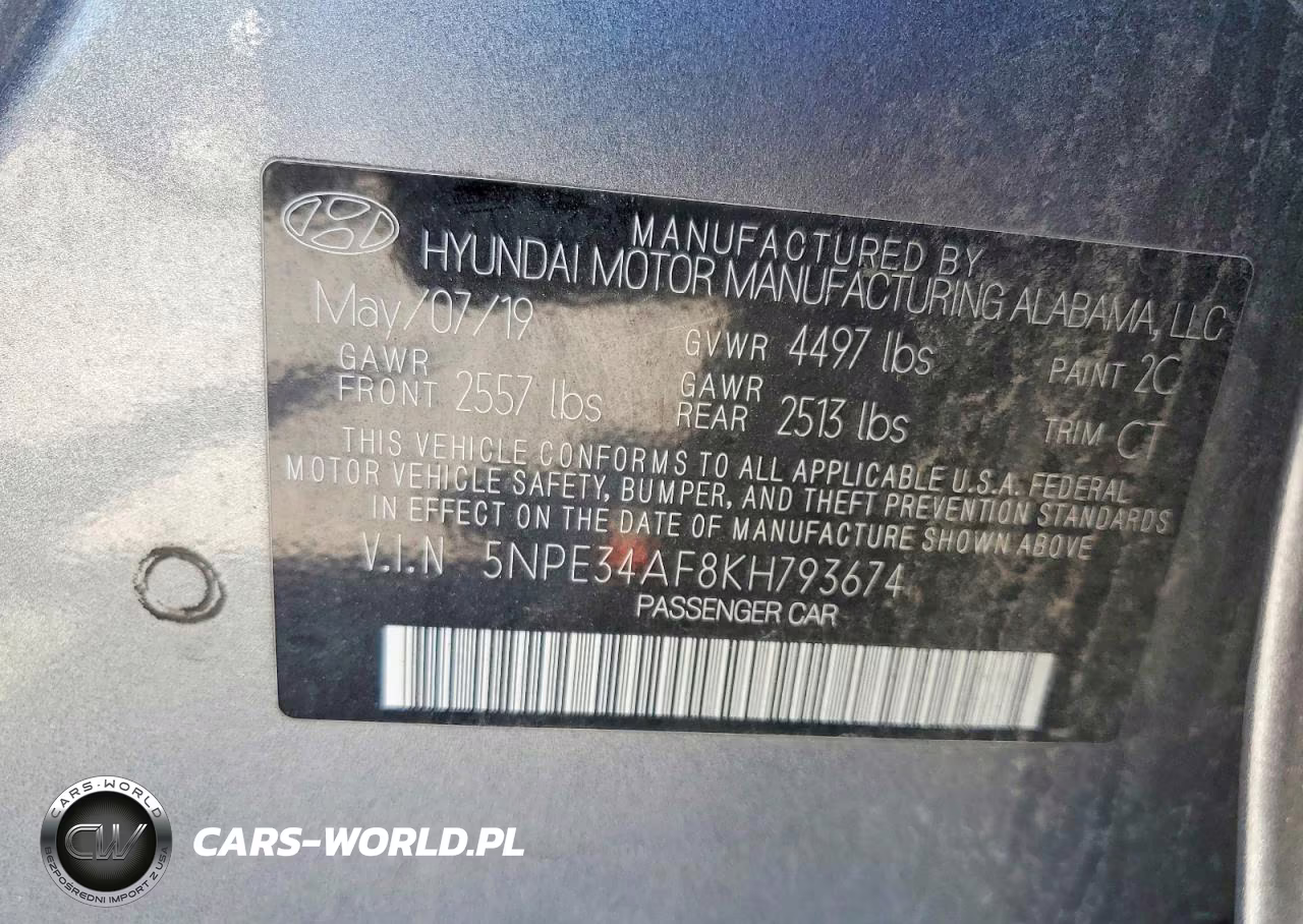 2019 Hyundai Sonata Sel VIN:5NPE34AF8KH793674 - 12