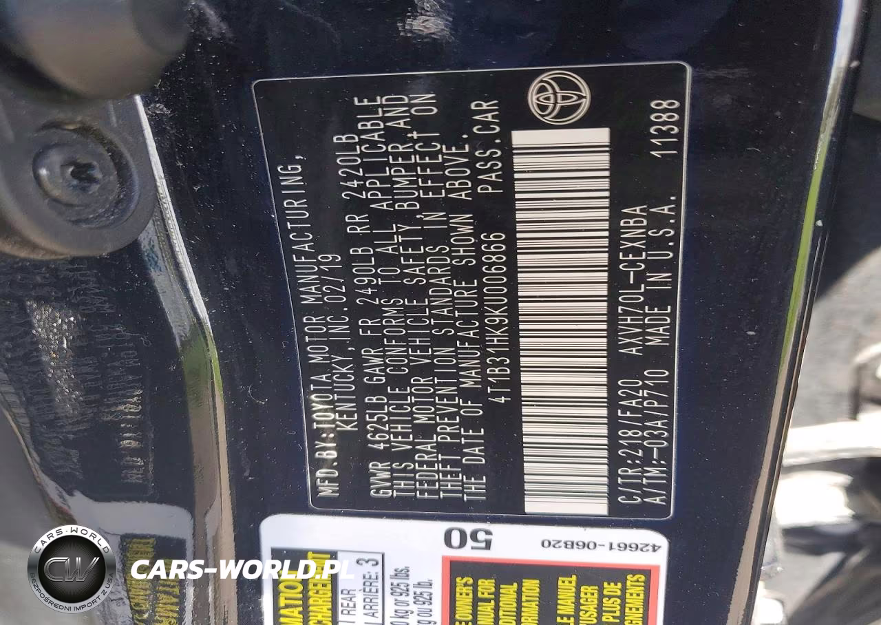 2019 Toyota Camry Le VIN:4T1B31HK9KU006866 - 12