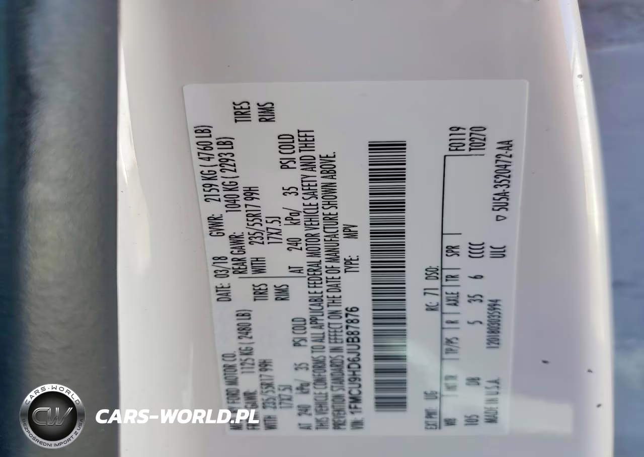 2018 Ford Escape Sel VIN:1FMCU9HD6JUB87876 - 14