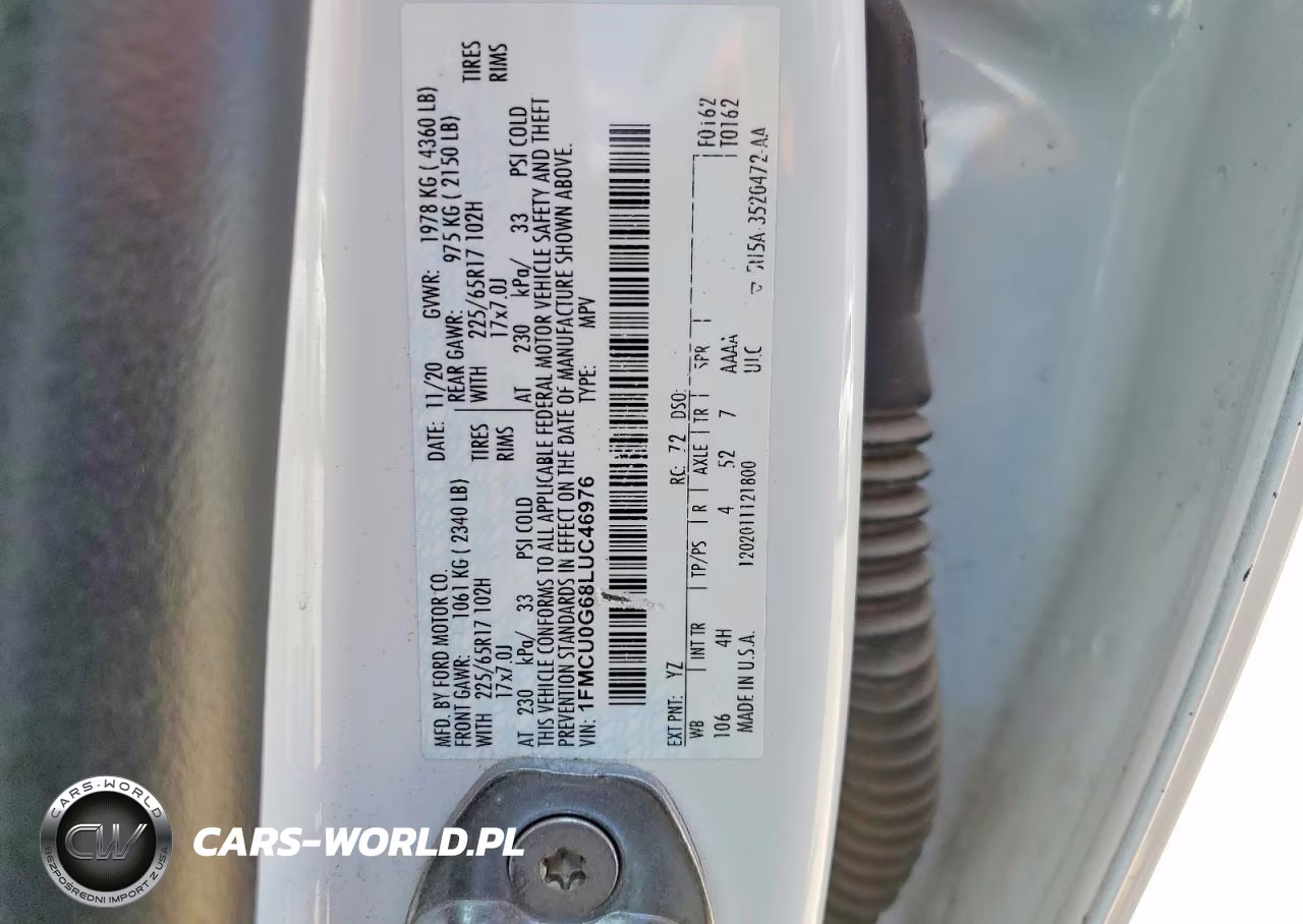 2020 Ford Escape Se VIN:1FMCU0G68LUC46976 - 12