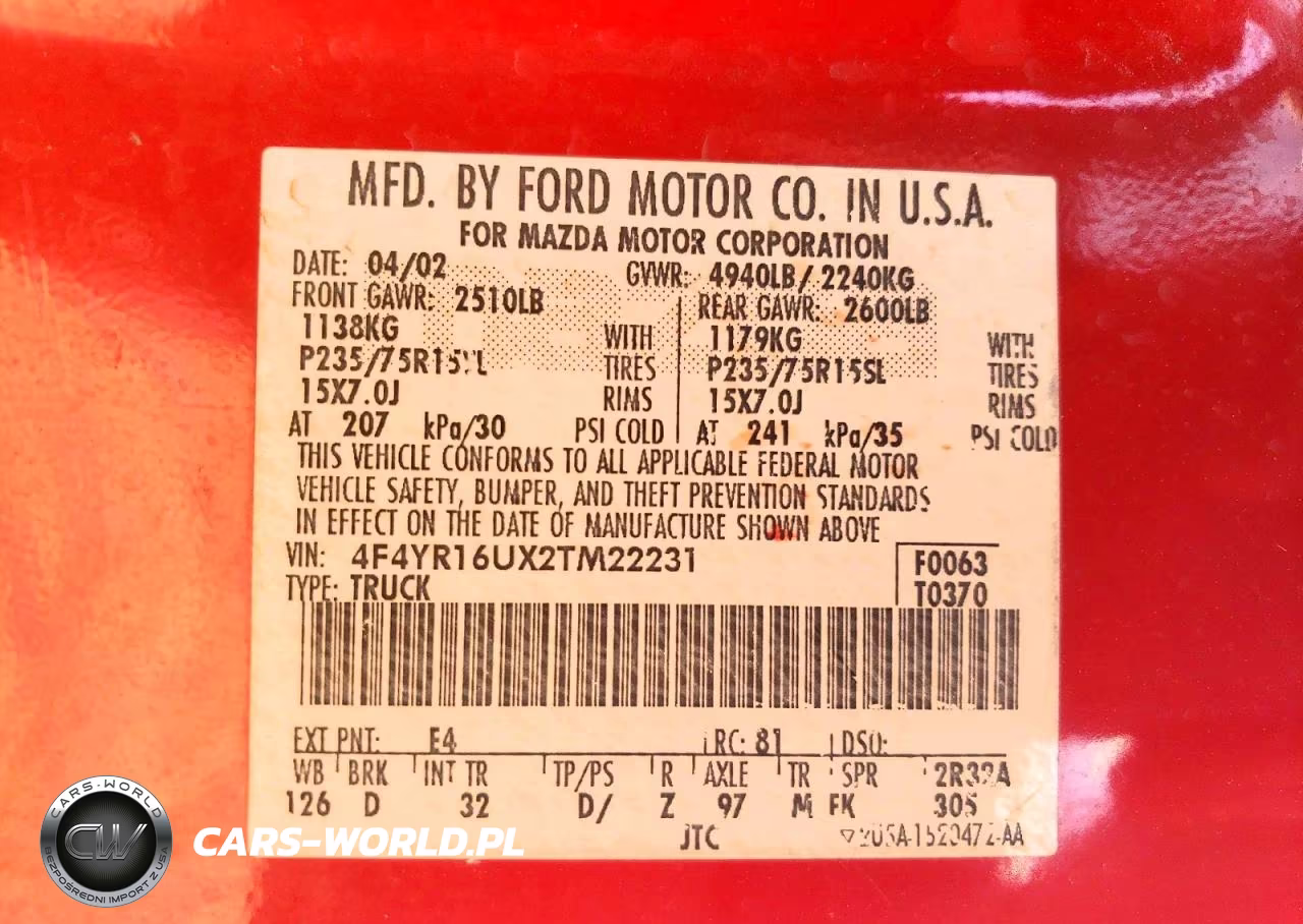 2002 Mazda B3000 Cab Plus VIN:4F4YR16UX2TM22231 - 12