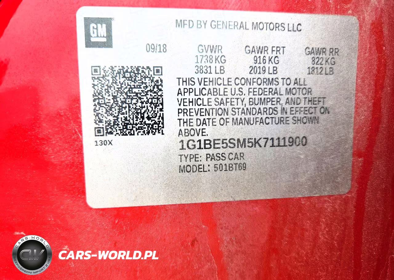 2019 Chevrolet Cruze Lt VIN:1G1BE5SM5K7111900 - 12