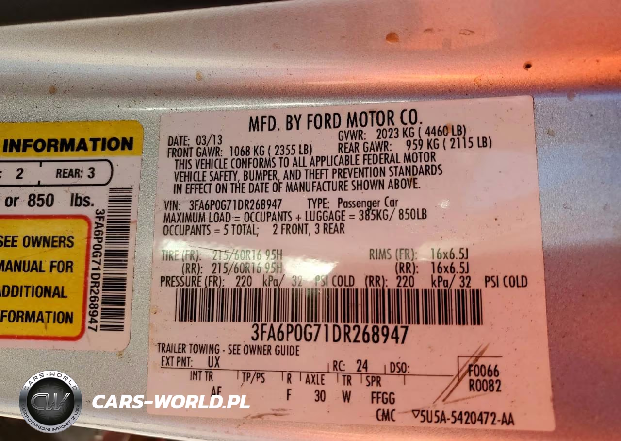 2013 Ford Fusion S VIN:3FA6P0G71DR268947 - 12