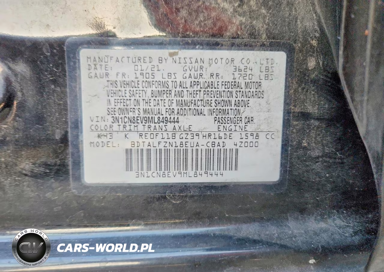 2021 Nissan Versa Sv VIN:3N1CN8EV9ML849444 - 12