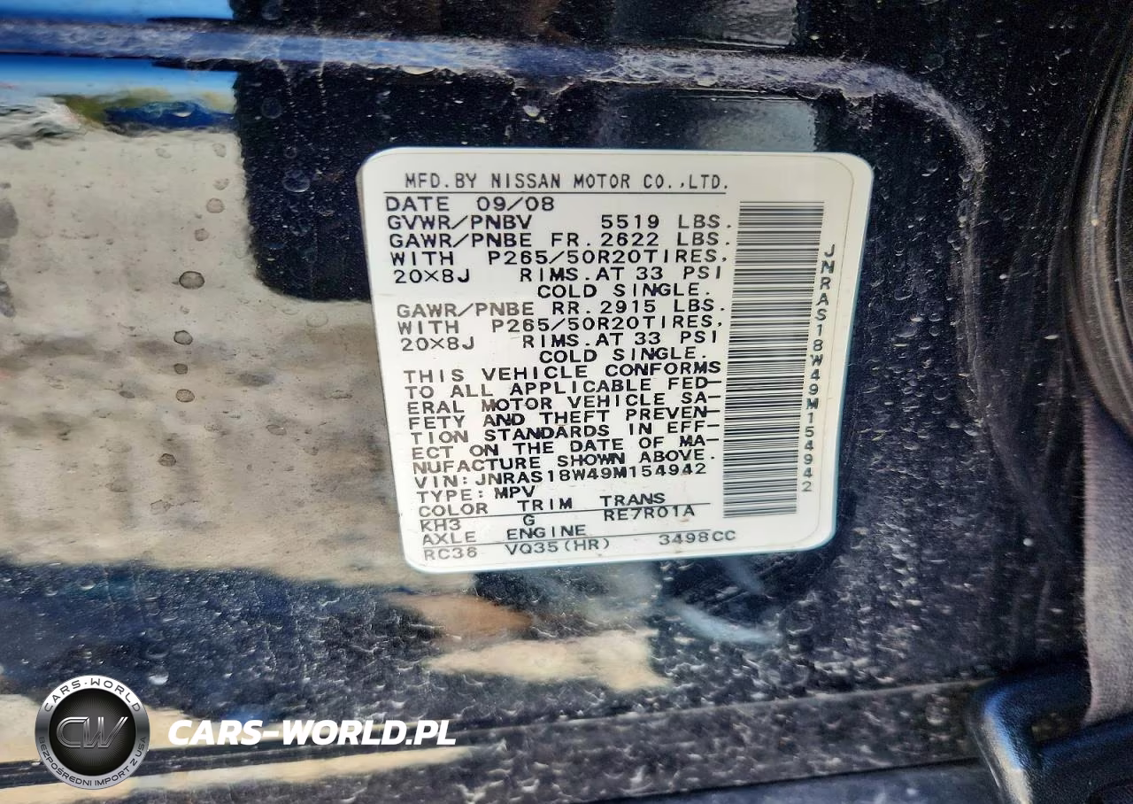 2009 Infiniti Fx35 Base VIN:JNRAS18W49M154942 - 14