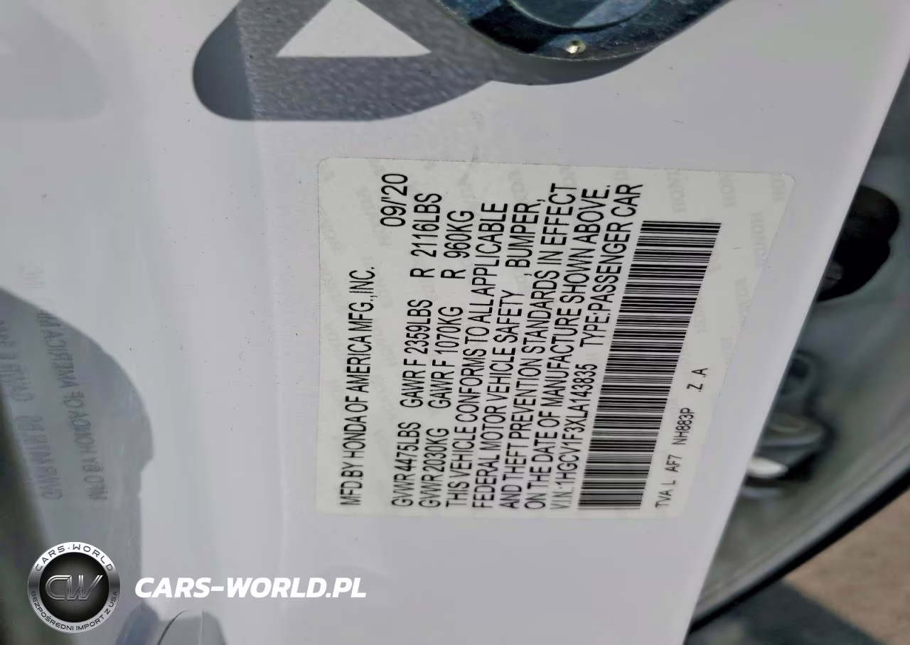 2020 Honda Accord Sport VIN:1HGCV1F3XLA143835 - 12