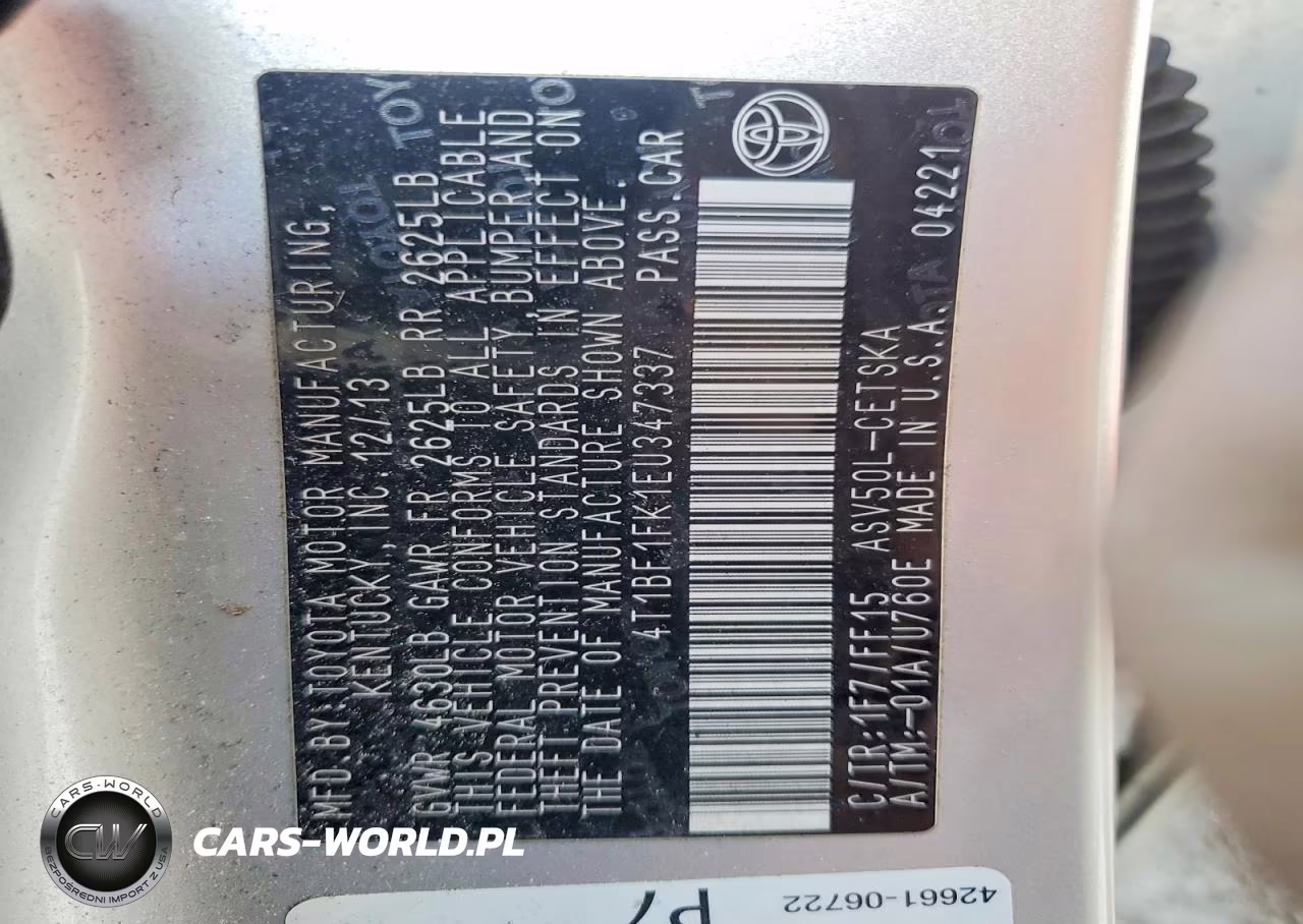 2014 Toyota Camry Se VIN:4T1BF1FK1EU347337 - 12