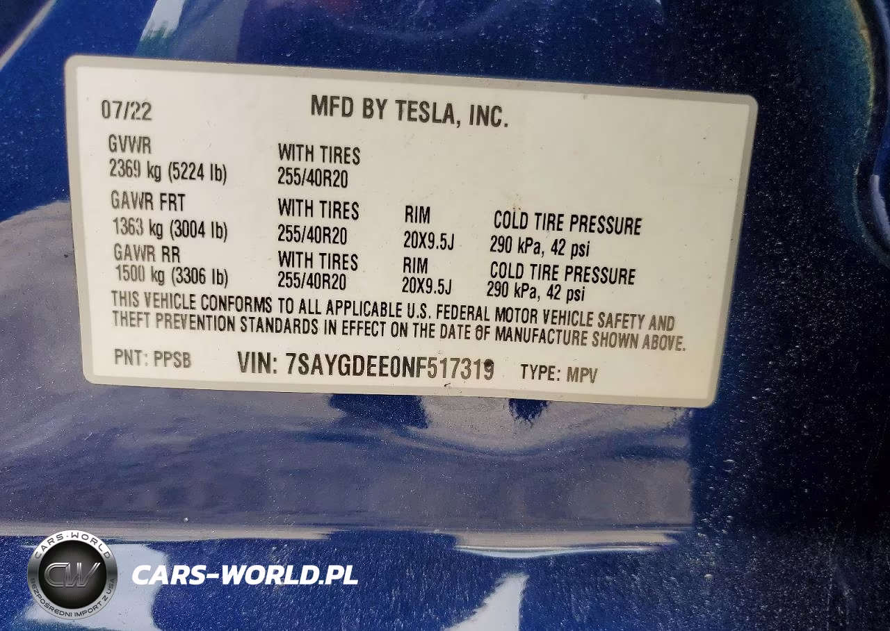 2022 Tesla Model Y VIN:7SAYGDEE0NF517319 - 12