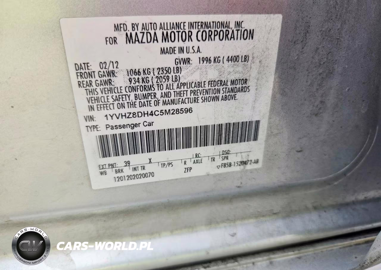 2012 Mazda 6 I VIN:1YVHZ8DH4C5M28596 - 12