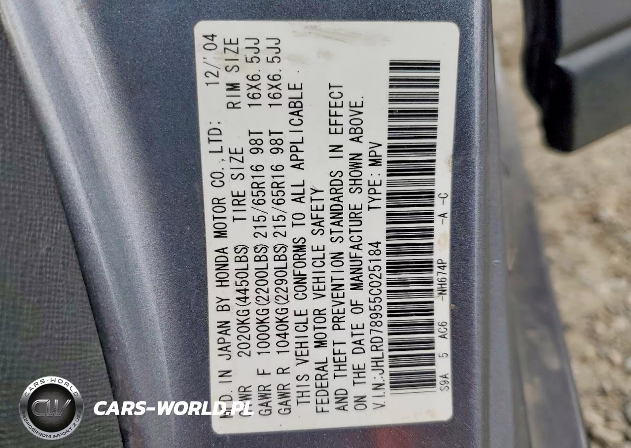 2005 Honda Cr-V Se VIN:JHLRD78955C025184 - 12