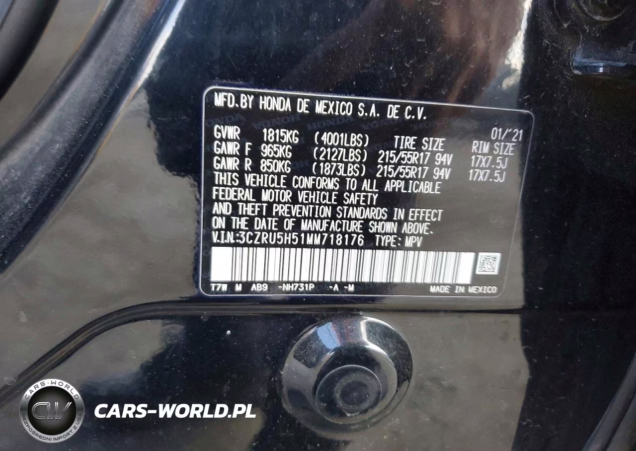2021 Honda Hr-V Ex VIN:3CZRU5H51MM718176 - 13
