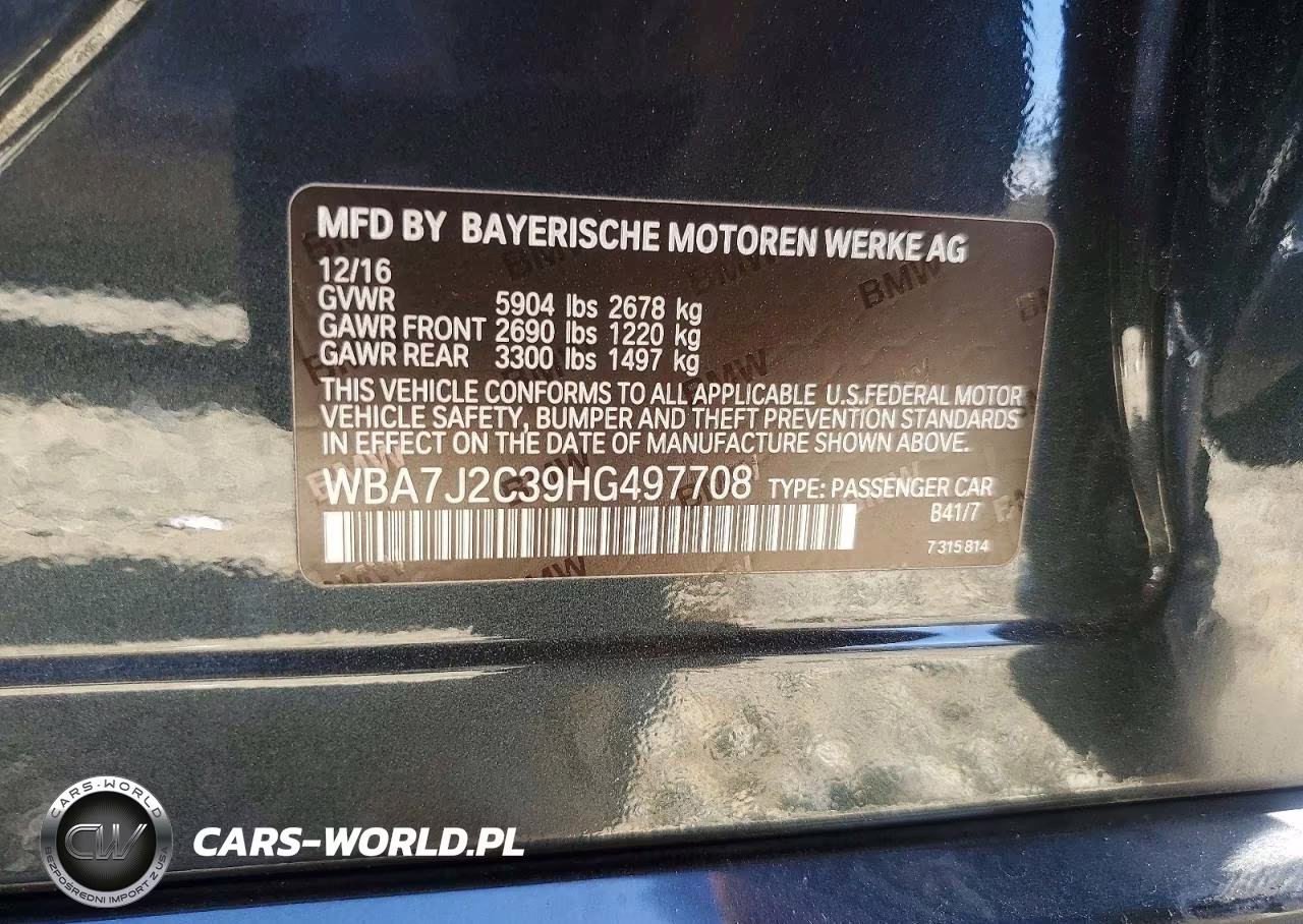 2017 BMW 740 Xe VIN:WBA7J2C39HG497708 - 12