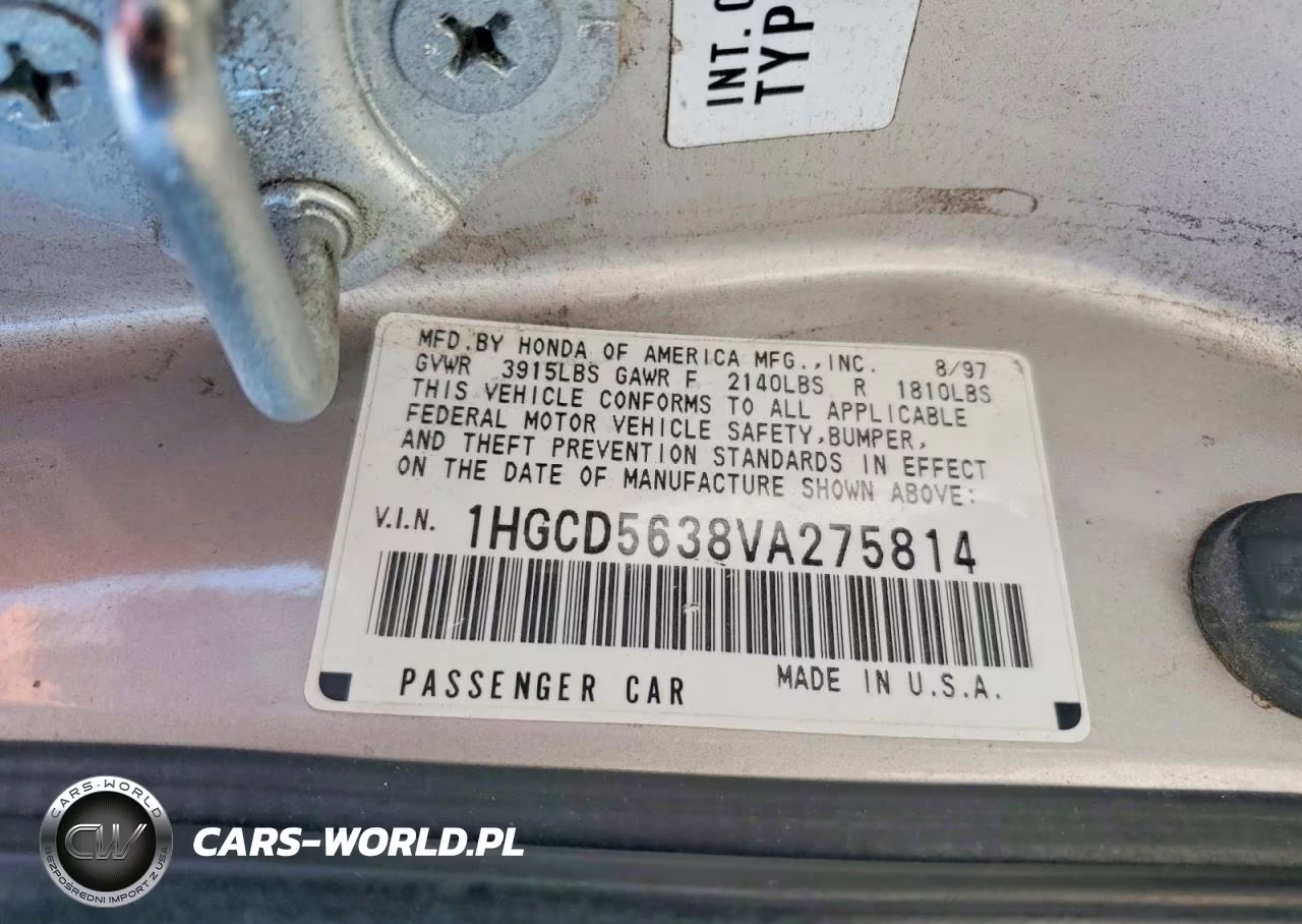 1997 Honda Accord Lx VIN:1HGCD5638VA275814 - 12