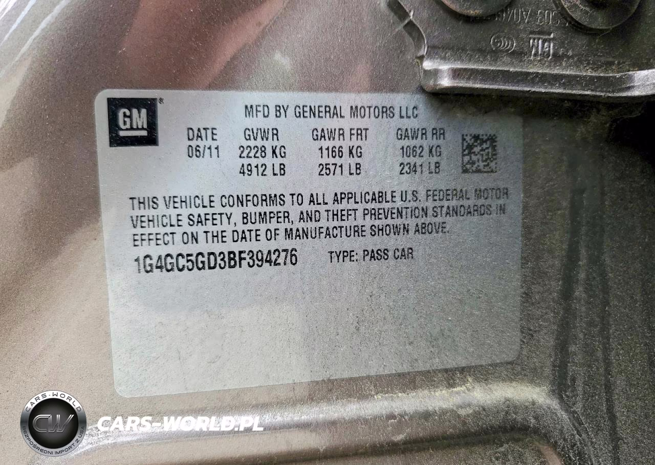 2011 Buick Lacrosse Cxl VIN:1G4GC5GD3BF394276 - 12