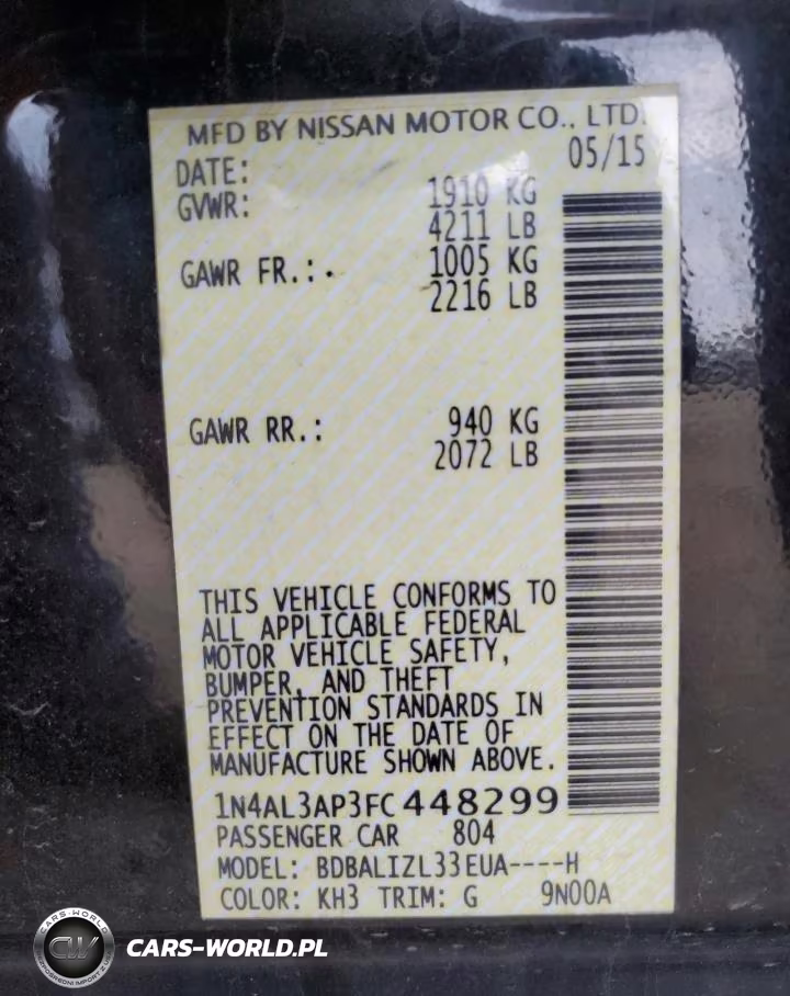 2015 Niss Altima 2.5 VIN:1N4AL3AP3FC448299 - 13