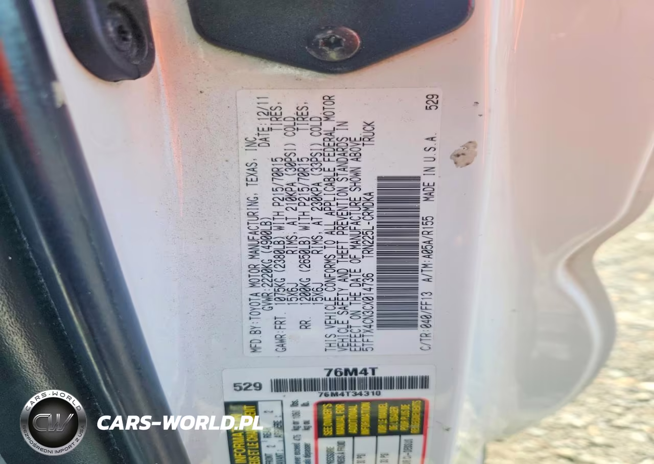 2012 Toyota Tacoma Access Cab VIN:5TFTX4CN3CX014736 - 12