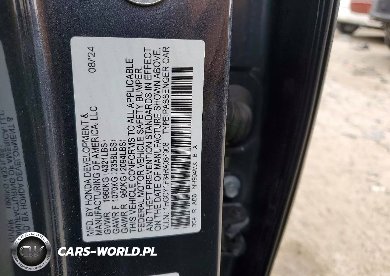 2024 Honda Accord Ex VIN:1HGCY1F34RA087908 - 12