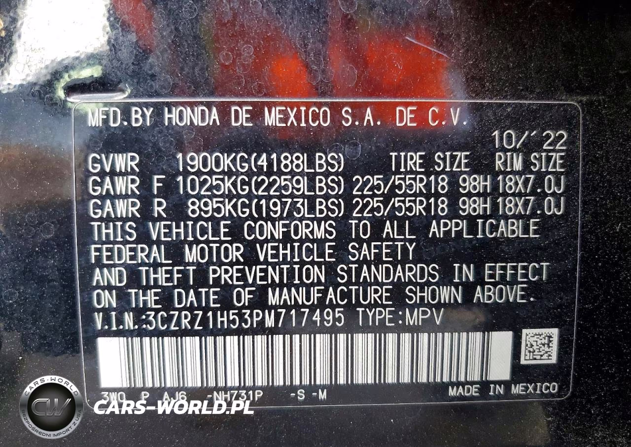 2023 Honda Hr-V Sport VIN:3CZRZ1H53PM717495 - 13