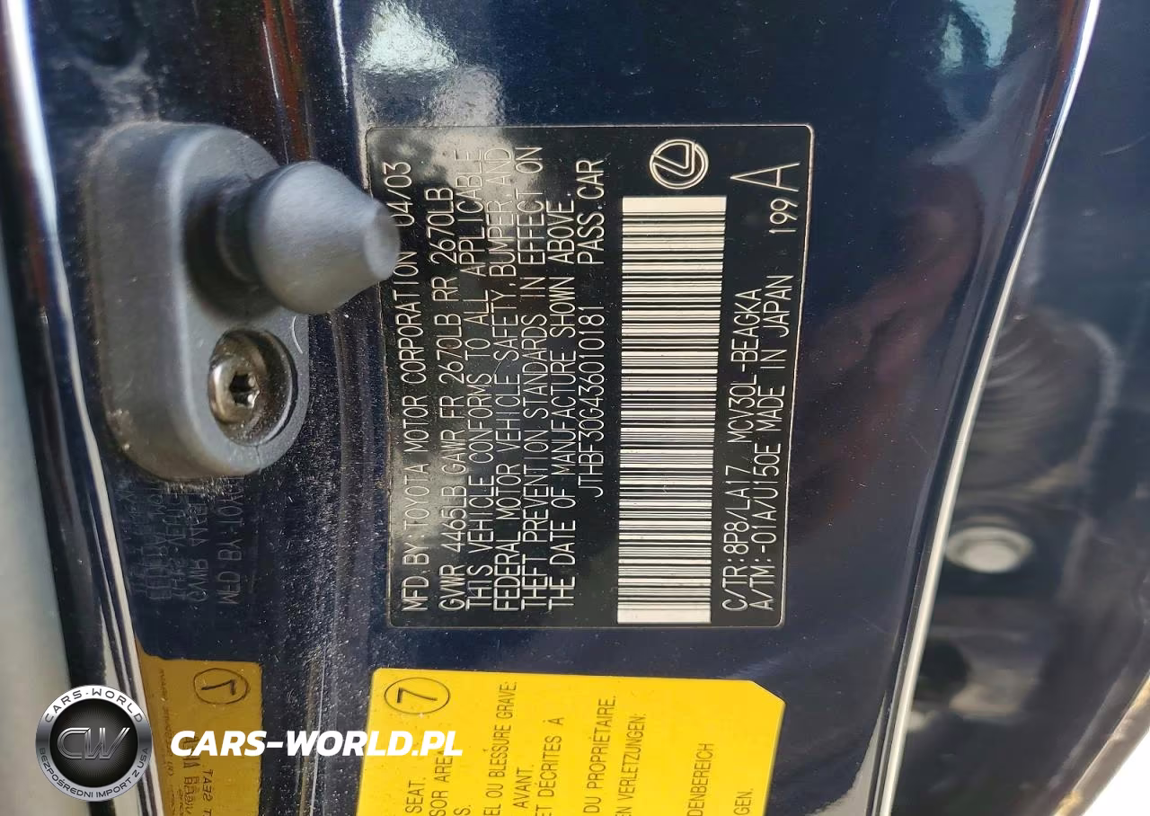 2003 Lexus Es 300 VIN:JTHBF30G436010181 - 12