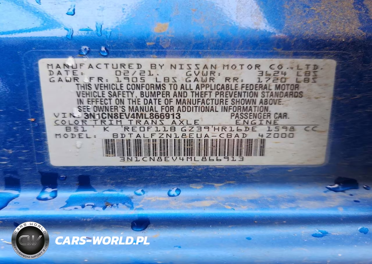 2021 Nissan Versa Sv VIN:3N1CN8EV4ML866913 - 12