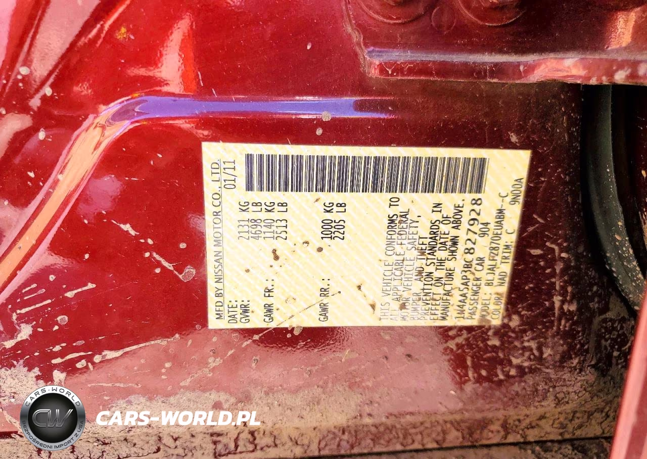 2011 Nissan Maxima 3.5 S VIN:1N4AA5AP3BC827928 - 12