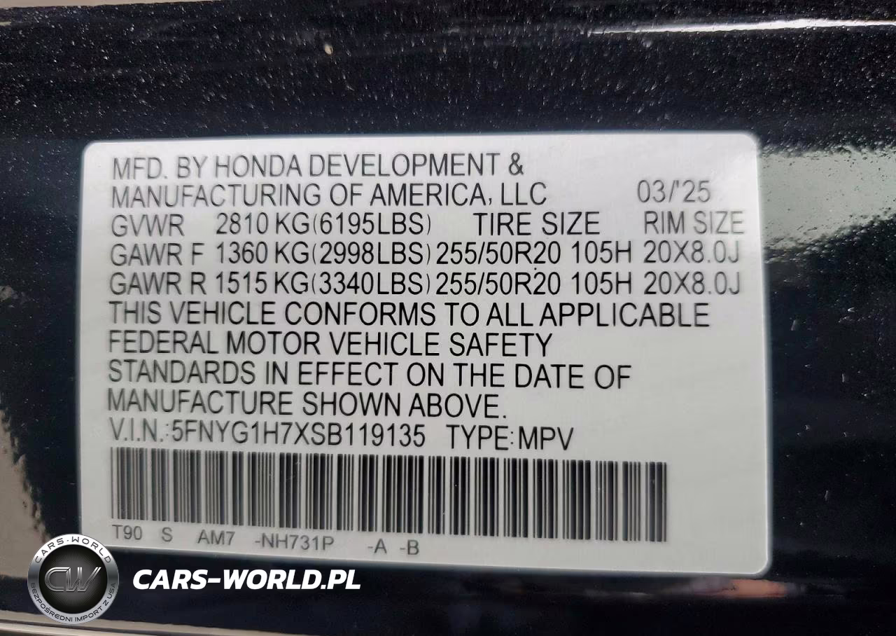 2025 Honda Pilot Touring VIN:5FNYG1H7XSB119135 - 13