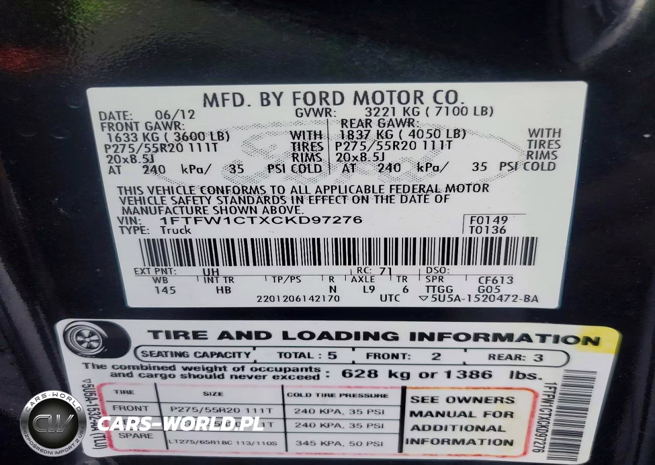 2012 Ford F150 Supercrew VIN:1FTFW1CTXCKD97276 - 12