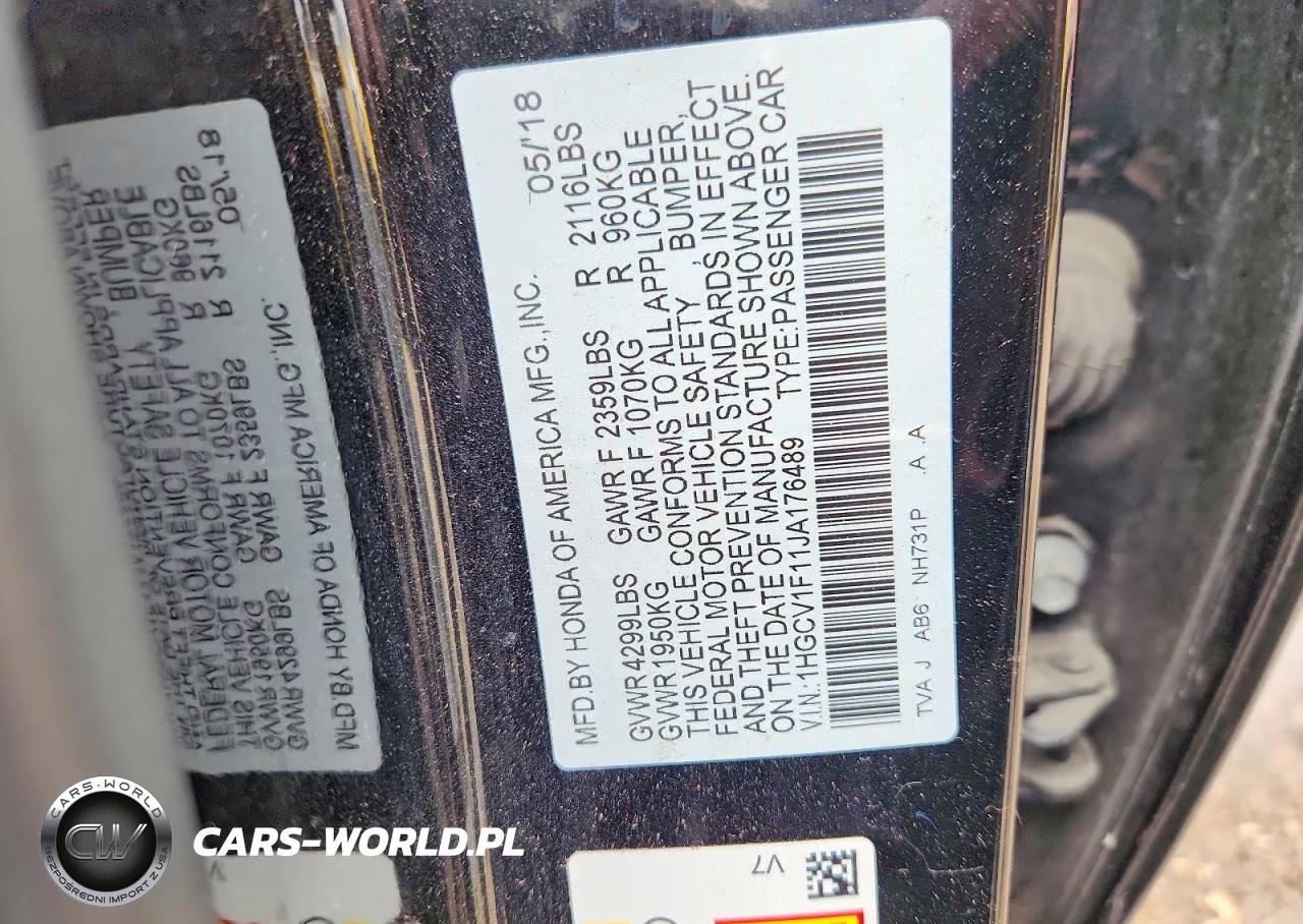 2018 Honda Accord Lx VIN:1HGCV1F11JA176489 - 12