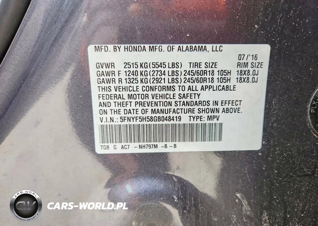 2016 Honda Pilot VIN:5FNYF5H58GB048419 - 13