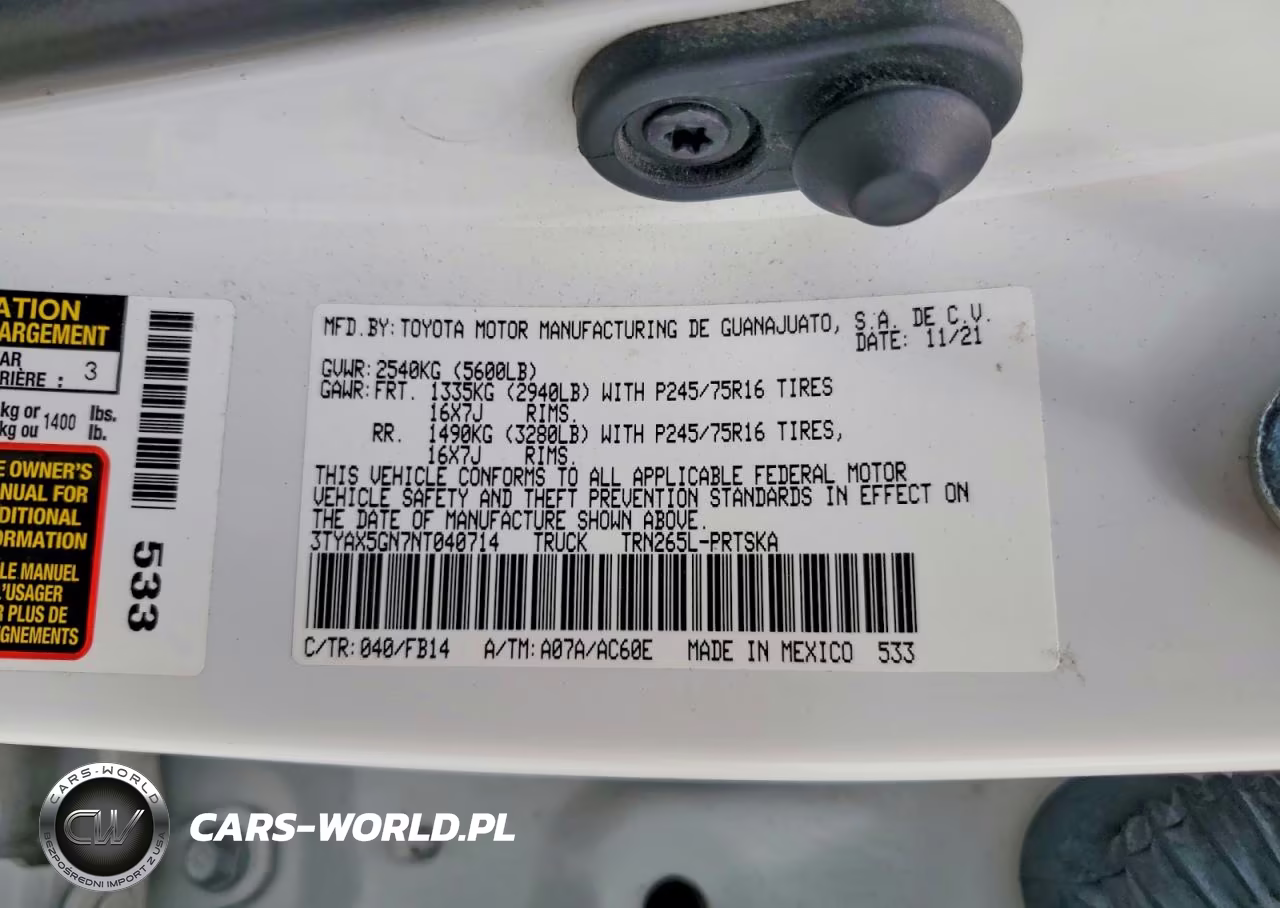 2022 Toyota Tacoma Sr VIN:3TYAX5GN7NT040714 - 12